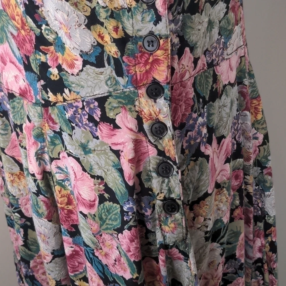 Vintage 80's 90's Floral Long Midi Dress - Picture 11 of 12